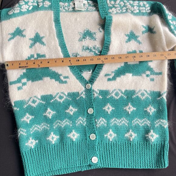 Vintage Keepsake Cardigan Sweater Women Small Eyelash Christmas Mohair Fair Isle - Picture 8 of 11